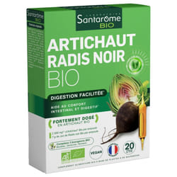 Artichaut Radis Noir Bio 20 ampoules Facilite la digestion Santarome