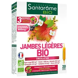 Jambes Légères Bio 20 ampoules Favorise la circulation Santarome