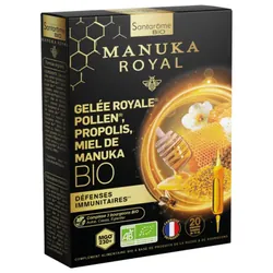 Santarome Bio Gelée Royale Pollen Propolis Miel de Manuka Bio 20 Ampoules