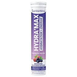 Santarome Hydra'Max Booster d'Hydratation 20 Pastilles Effervescentes - Goût : Framboise-Myrtille