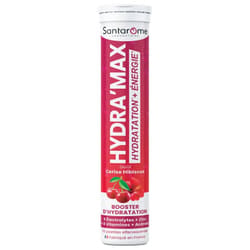 Santarome Hydra'Max Booster d'Hydratation 20 Pastilles Effervescentes - Goût : Cerise-Hibiscus
