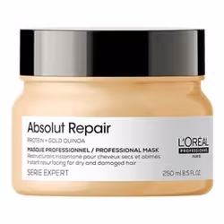 L'ORÉAL PROFESSIONNELSérie expertAbsolut repair GoldQuinoa + ProteinBaume retructurant instantanéCheveux très abîmésÀ rincer250mlLe masque Absolut Repair Lipidium répare et nourrit profondément la fibre affaiblie laissant les cheveux plus forts