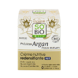 SO'BIO CRÈME NUTRITIVE REDENSIFIANTE NUIT PRÉCIEUX ARGAN PEAUX MATURES 50ML