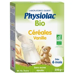 Physiolac Bio Céréales Vanille Dès 6 Mois 200 g
