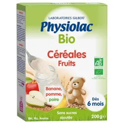 Physiolac Bio Céréales Fruits Dès 6 Mois 200 g