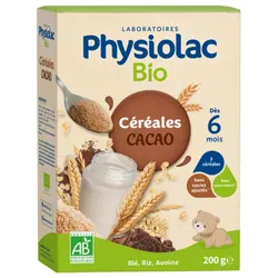 Physiolac Bio Céréales Cacao Dès 6 Mois 200 g