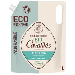 Cavaillès Gel Bain Douche Peaux Sensibles Aloe Vera Bio Éco-Recharge 1 L