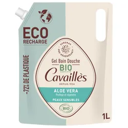 Cavaillès Gel Bain Douche Peaux Sensibles Aloe Vera Bio Éco-Recharge 1 L