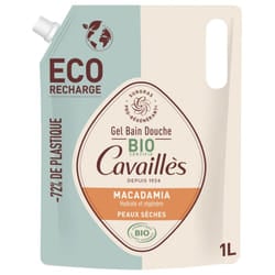 Cavaillès Gel Bain Douche Peaux Sèches Macadamia Bio Éco-Recharge 1 L