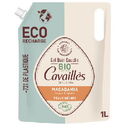 Eco Recharge Gel Bain et Douche Huile de Macadamia Bio 1L Peaux sèches Rogé Cavaillès