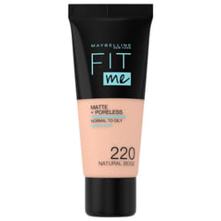 Maybelline New York Fit Me ! Fond de Teint Fluide Matte + Poreless 30 ml - Teinte : 220 Beige Naturel