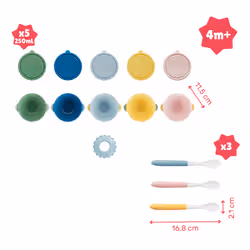 Badabulle Lot de 5 bols antidérapants et 3 cuillères souples - Vue supplémentaire 2