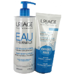 Lait velouté corps Hydratation 24H Effet lissant + Crème lavante offerte 500ml Eau thermale et Hydratation Uriage