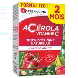 Acérola 60 comprimés à croquer Riche en Vitamine C naturelle Forté Pharma