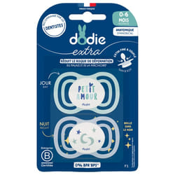 Dodie Extra 2 Sucettes Anatomiques Symmetrical Jour Nuit 0-6 Mois