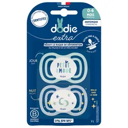 Dodie Extra 2 Sucettes Anatomiques Symmetrical Jour Nuit 0-6 Mois