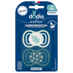 Dodie Extra 2 Sucettes Anatomiques Symmetrical + 6 Mois - Couleur : Feuille/Cœurs