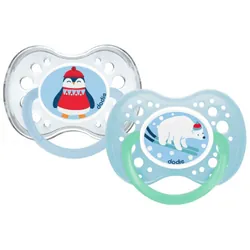 Dodie 2 Sucettes Anatomiques Silicone 18 Mois et + - Modèle : Ours Blanc + Pingouin N°A82