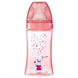 Dodie Initiation+ Biberon Anti-Colique Tétine Ronde 3 Vitesses Débit 2 Rose Licorne 0-6 Mois 270ml