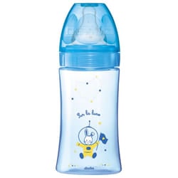 Dodie Initiation+ Biberon Anti-Colique Tétine Ronde 3 Vitesses Débit 2 Bleu Cosmonaute 0-6 Mois 270ml
