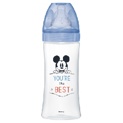 Dodie Initiation+ Biberon Anti-Colique Tétine ronde 3 Vitesses Débit 3 Mickey Bleu +6 Mois 330ml