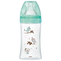 Biberon Anti Colique En Verre Debit 3 0 A 6 Mois Vert Oiseaux 270ml Dodie