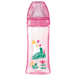 Dodie Initiation+ Biberon Anti-Colique Tétine Ronde 3 Vitesses Débit 3 Rose Danseuse +6 Mois 330ml