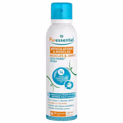 PURESSENTIELCryo pure sprayArticulations et musclesFroid intense14 huiles essentielles80mlLe Spray Cryo Pure® Puressentiel contient 14 huiles essentielles aux parfums relaxants.Grâce à sa texture non grasse et non collante