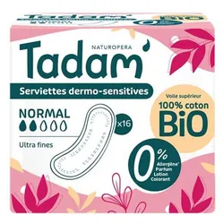 Tadam' Serviettes Dermo-Sensitives Ultra Fines Normal 16 Serviettes