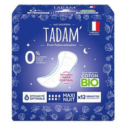 Tadam' Serviettes pour Fuites Urinaires Maxi Nuit 12 Serviettes