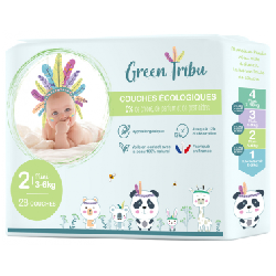 Green Tribu Couches Écologiques 30 Couches Taille 2 (3-6 kg)