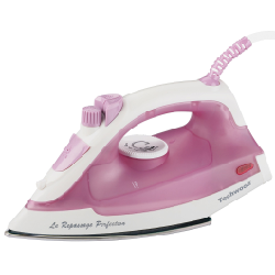 Techwood TFV-189 fer à repasser Fer à repasser à sec ou à vapeur Semelle en acier inoxydable 1800 W Rose, Blanc