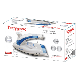 Techwood TFV-109 fer à repasser Fer à repasser à sec ou à vapeur Semelle anti-adhérente 1000 W Bleu, Blanc