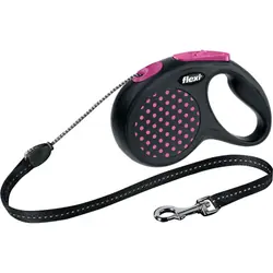 Flexi DESIGN 5 m Noir, Rose Chien Laisse avec enrouleur