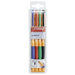 STABILO pointVisco Stylos à encre gel avec bouchon Fin Noir, Bleu, Vert, Rouge 4 pièce(s)