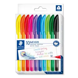 Staedtler Ball 4320 Multicolore Stylo à bille rétractable avec clip Moyen 10 pièce(s)