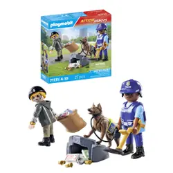 Playmobil Policier chien de recherche et voleur