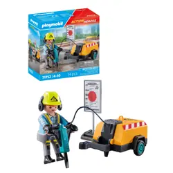 Playmobil Action Ouvrier marteau-piqueur et signalisation