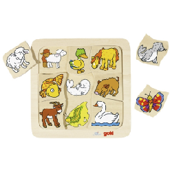 Goki 56879 Puzzle à formes 9 pièce(s) Animaux