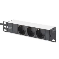 Digitus Bloc multiprise avec profilé en aluminium, prise électrique à contact de protection avec 3 sorties, connecteur à contact de protection pour câ