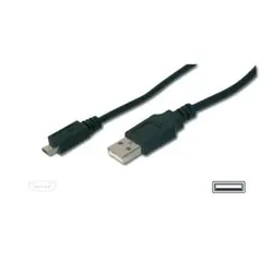 ASSMANN Electronic A/micro-B, 3m câble USB USB 2.0 USB A Micro-USB B Noir