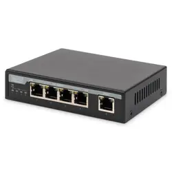 Digitus Commutateur de bureau PoE Gigabit 10/100/1000 Mbit/s, 4 ports + 1 liaison montante