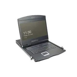 Digitus Console modulaire avec écran TFT de 19 po (48,3 cm), 16 ports Cat.5 clavier-vidéo-souris et pavé tactile, clavier américain
