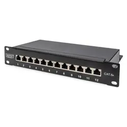 Digitus Panneau de brassage CAT 6a, blindé, 12 ports, 1U, 10", noir