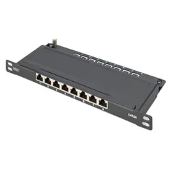 Digitus Panneau de brassage fin CAT 6A, blindé, 8 ports, 0,5 UH, 10", noir