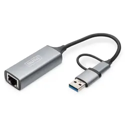 Digitus Adaptateur Gigabit Ethernet 2.5G USB Type-C™, USB-C™ + USB A (USB 3.1 / 3.0)