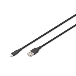 Digitus Câble de connexion Lightning en silicone, USB-A - Lightning 0,5m, noir