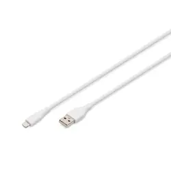 Digitus Câble de connexion Lightning en silicone, USB-A - Lightning 0,5m, blanc