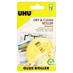 UHU Dry & Clean Roller film/bande correcteur 8,5 m Jaune