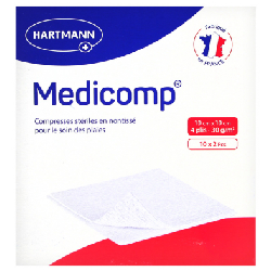 Compresses 4 Plis 4 Epaisseurs 10x2 Pieces Medicomp Steriles 10x10cm Hartmann